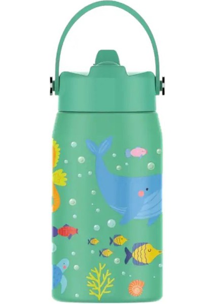Lil'straw Ocean Whisper Su Yeşili Çelik Çocuk Su Termosu 420 ml fiyatları