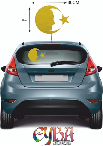 Türk Bayrağı Sticker Ay Yıldız Atatürk Araba Oto Sticker 30 cm x 22 cm