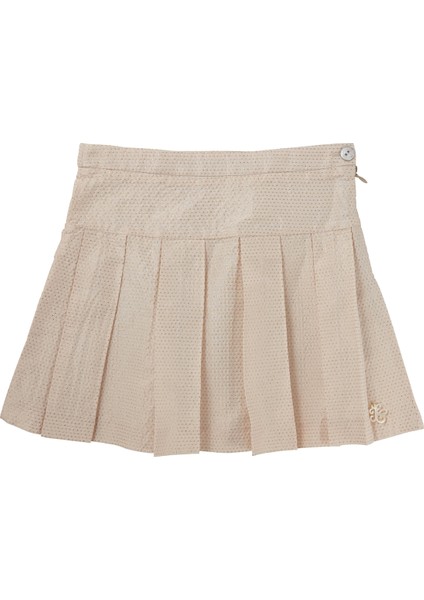 Bej Pilili Kız Çocuk Etek