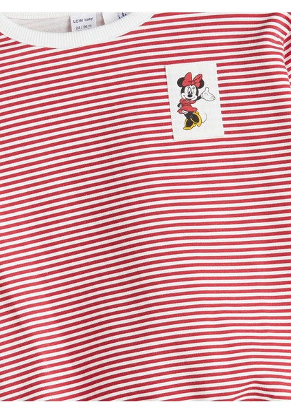 Yeni Sezon Bisiklet Yaka Minnie Mouse Baskılı Kız Bebek Sweatshirt ve Tayt 2'li modelleri