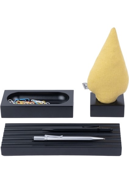 Kayigo Woody Siyah Üçlü Ofis Seti - Sarı Ladin