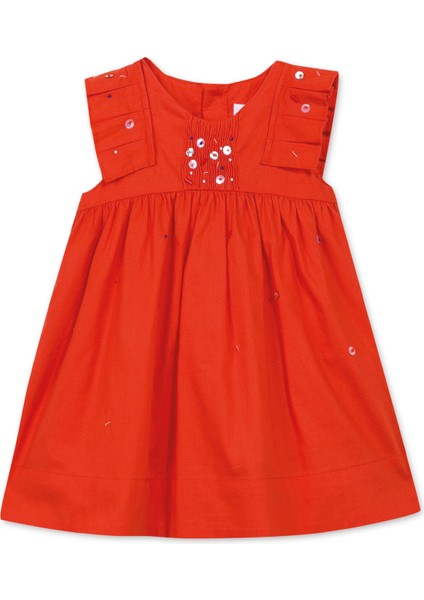 Nar Çiçeği Kolsuz Kız Bebek Elbise