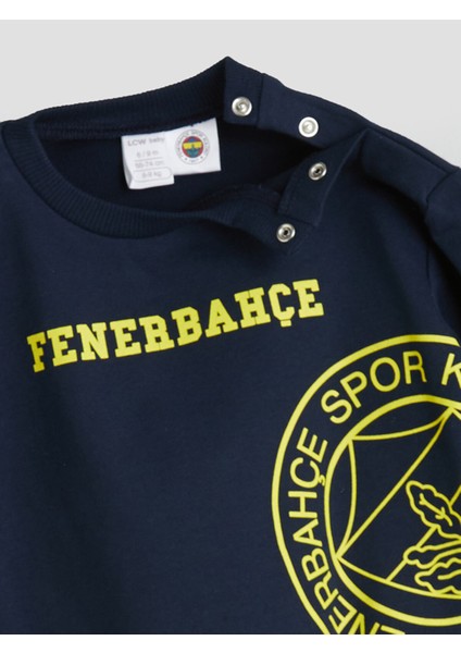 Yeni Sezon Bisiklet Yaka Fenerbahçe Baskılı Erkek Bebek Sweatshirt ve Eşofman Alt 2'li modelleri