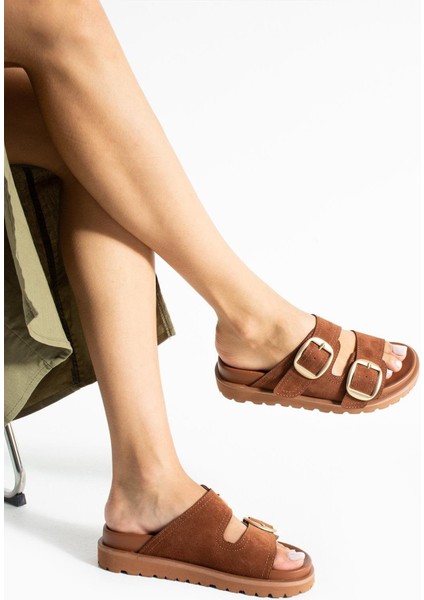 Tekstil-Nappa Hafif Comfort Kadın Taba Terlik 25Y-1483 fiyatları