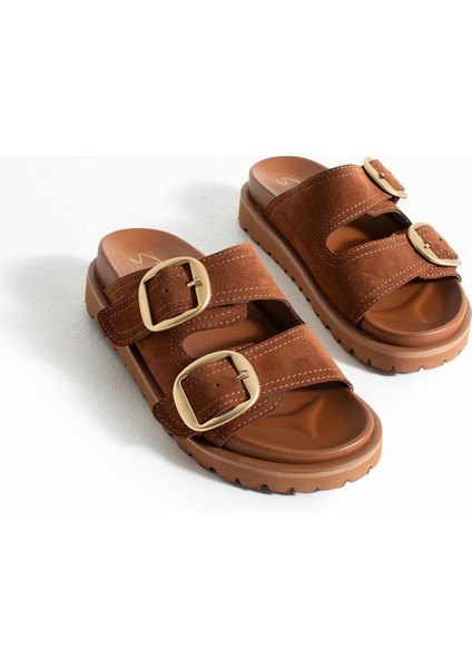 Tekstil-Nappa Hafif Comfort Kadın Taba Terlik 25Y-1483 indirimleri