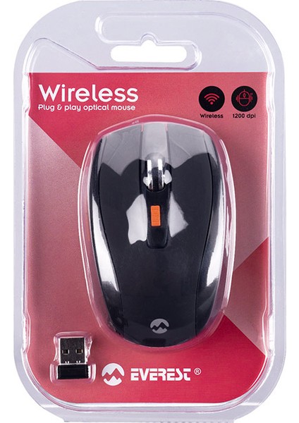 Everest SM-442 USB Siyah 2.4ghz 1200 Dpi Kablosuz Mouse