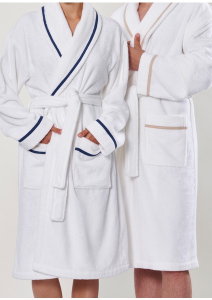 Trio Lacivert pamuklu Unisex Bornoz fırsatları