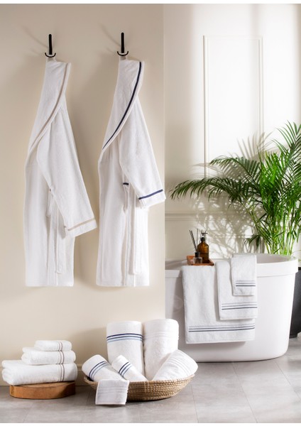 Trio Lacivert pamuklu Unisex Bornoz indirimleri