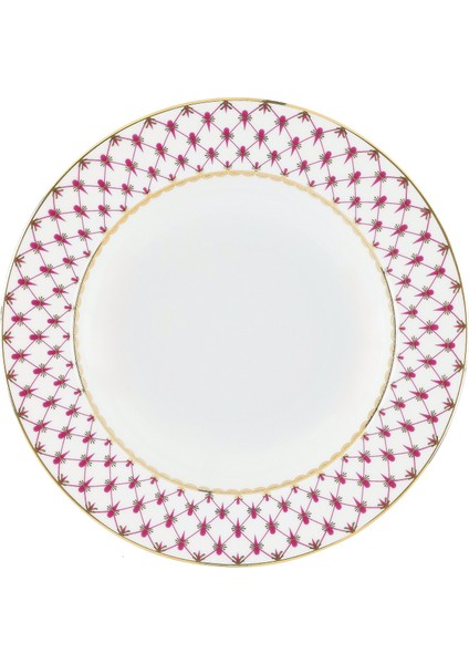 Beyaz Pembe Desenli Porselen Çukur Tabak 22,5 cm
