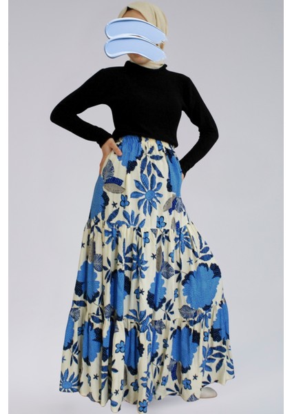 Kadın Uzun Etek - Viskon Kumaş Çiçek Desenli Kadın Uzun Etek fiyatları
