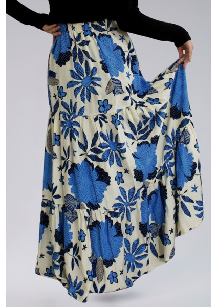 Kadın Uzun Etek - Viskon Kumaş Çiçek Desenli Kadın Uzun Etek indirimleri