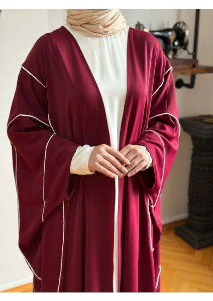 Bordo Biyeli Abaya Takım 5081 fiyatları