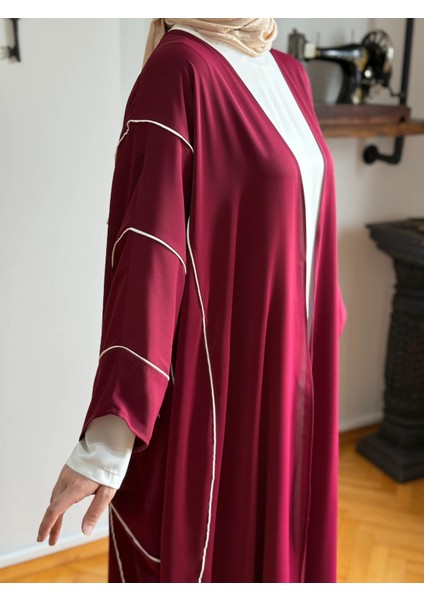 Bordo Biyeli Abaya Takım 5081 modelleri