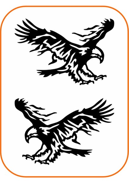 2 Adet Kartal Oto Sticker 20X15 cm Sağ ve Sol ( Siyah )