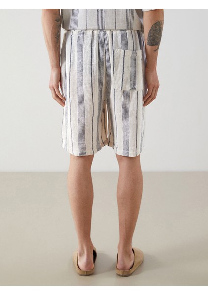 Yeni Sezon Standart Kalıp Çizgili Erkek Şort fırsatları