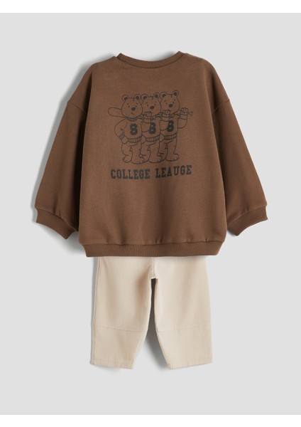 Yeni Sezon Baskılı Erkek Bebek Sweatshirt ve Pantolon 2'li fiyatları