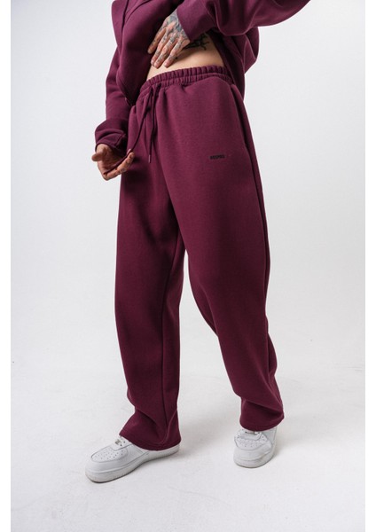 Erkek Respire Yazı Detaylı Basic Baggy Eşofman Altı Vişne fırsatları