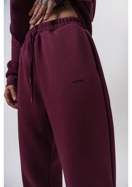 Erkek Respire Yazı Detaylı Basic Baggy Eşofman Altı Vişne indirimleri