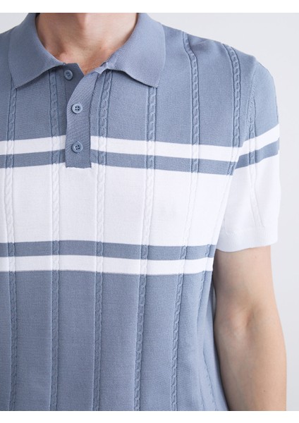 Yeni Sezon Polo Yaka Kısa Kollu Çizgili Erkek Triko Kazak fırsatları