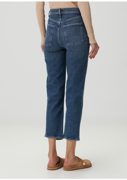90S Pinch Mavi Crop Straight Jean Pantolon fırsatları