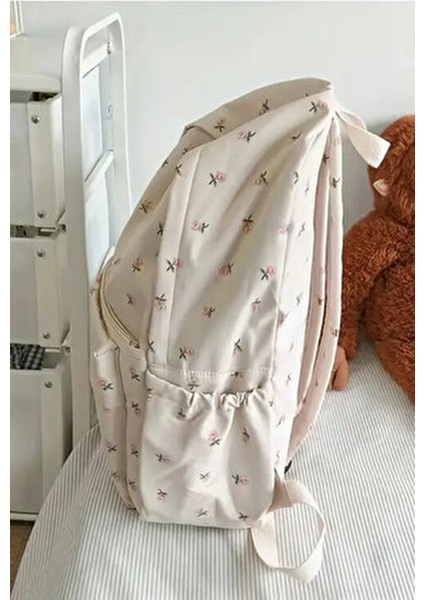 4 Bölmeli Geniş Ebatlı Çiçek Desenli Kadın Sırt Çantası - Günlük Kullanım Kadın Sırt Çantası indirimleri