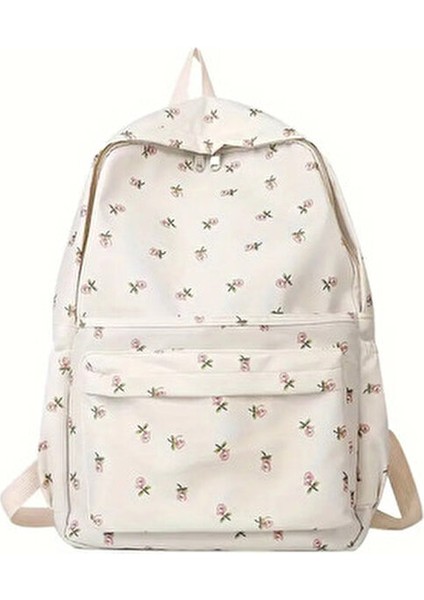 4 Bölmeli Geniş Ebatlı Çiçek Desenli Kadın Sırt Çantası - Günlük Kullanım Kadın Sırt Çantası
