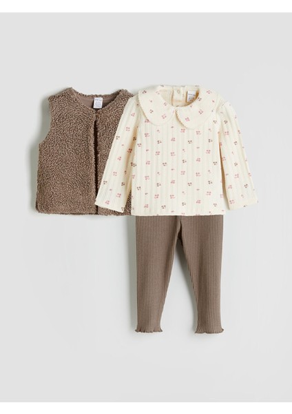 Yeni Sezon Kız Bebek Bluz, Yelek ve Tayt 3'lü modelleri