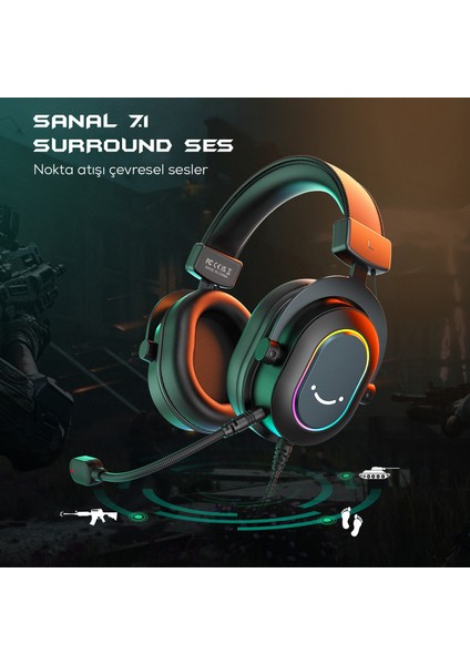 H6 Rgb 7.1 Ampligame Mikrofonlu Oyuncu Kulaklığı fırsatları