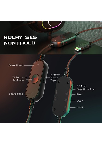 H6 Rgb 7.1 Ampligame Mikrofonlu Oyuncu Kulaklığı indirimleri
