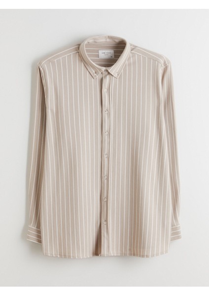 Yeni Sezon Slim Fit Uzun Kollu Çizgili Erkek Gömlek
