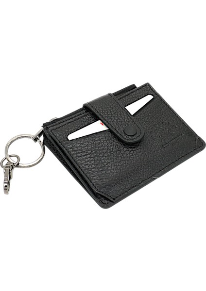 Hakiki Deri Anahtarlıklı ve Fermuarlı Bol Kart Bölmeli Unisex Kartlık - Siyah fiyatları