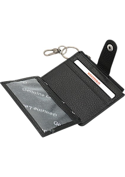 Hakiki Deri Anahtarlıklı ve Fermuarlı Bol Kart Bölmeli Unisex Kartlık - Siyah modelleri