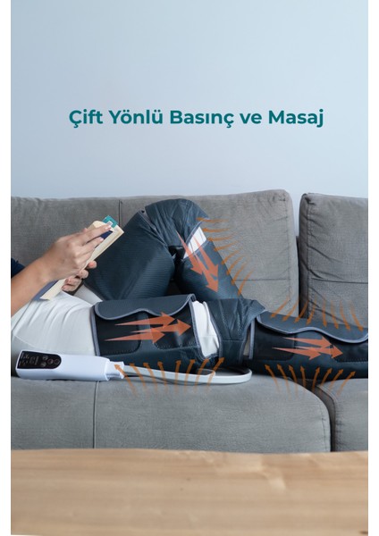 Çift Bacak Hava Sıkıştırmalı Isıtmalı Kumandalı Ayak Alt Bacak Diz Üst Bacak Shiatsu Masaj Aleti(2 BACAK & Lenf Drenaj)