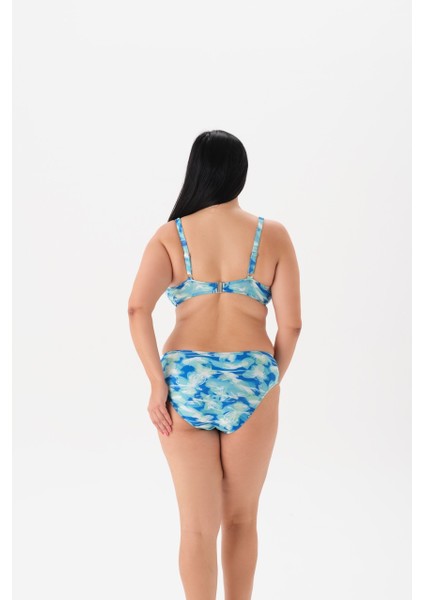 Büyük Beden Mavi Balenli Toparlayıcı Bikini Takım modelleri