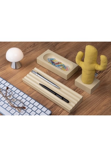 Kayigo Woody Krem Üçlü Ofis Seti - Sarı Cactus modelleri