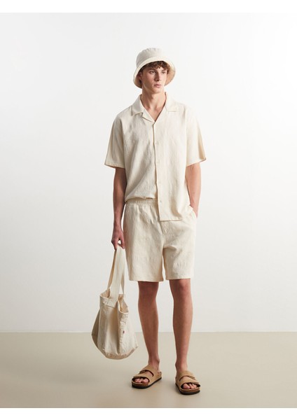 Yeni Sezon Standart Kalıp Armürlü Erkek Şort