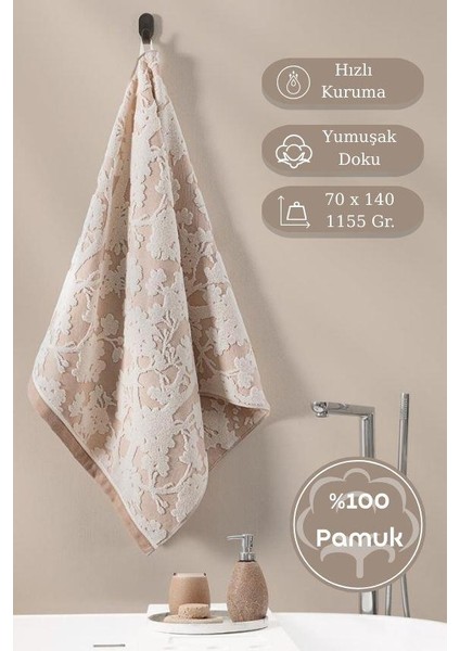 Pamuk Tekli Havlu Jakarlı Karna Eco Batıs - 70 x 140 modelleri