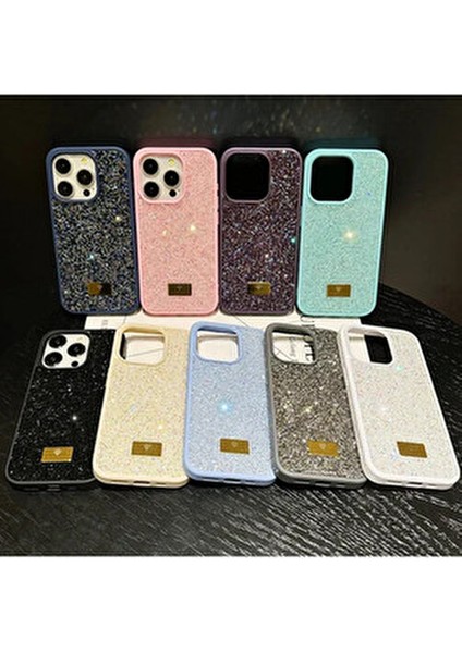 iPhone 16 Uyumlu – Elmas Tasarımlı, Siyah Taşlı, Işıltılı Pırlanta Silikon Kılıf indirimleri
