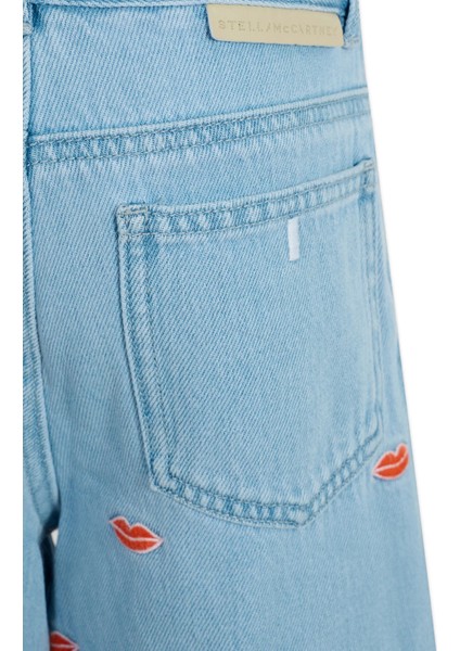 Figür Nakışlı Kız Çocuk Denim Pantolon modelleri