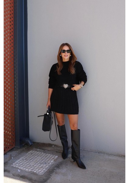 Siyah Triko Etek Kazak Takım