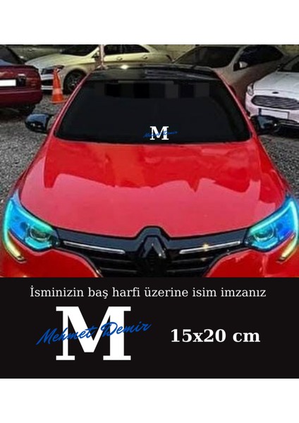Baş Harfli Özel Isim Imza Sticker 15X25 Araç Cam Oto Traktör