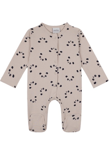 Panda Desenli Krem Unisex Bebek Tulum