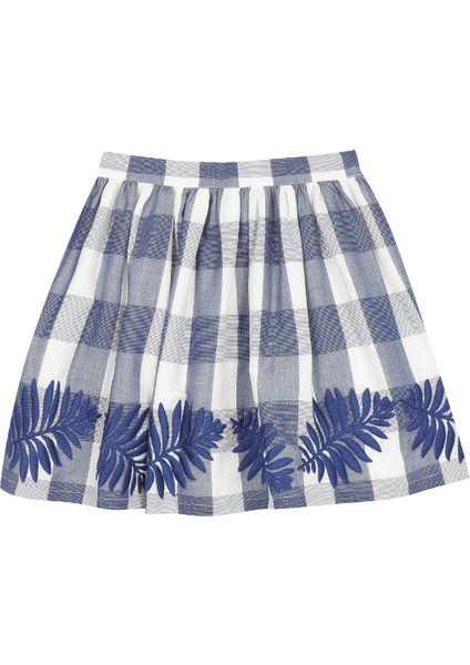 Lacivert Nakış Detaylı Kız Çocuk Etek