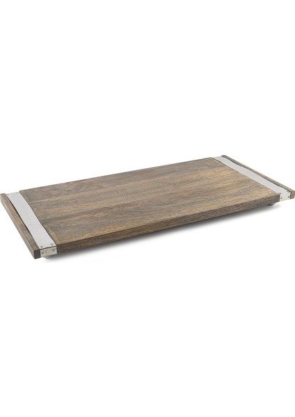 Ahşap Metal Şeritli Servis Tepsisi 48 x 22 cm