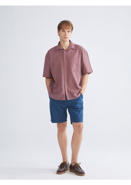 Yeni Sezon Rahat Kalıp Kısa Kollu Keten Görünümlü Erkek Gömlek fiyatları