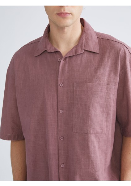 Yeni Sezon Rahat Kalıp Kısa Kollu Keten Görünümlü Erkek Gömlek modelleri