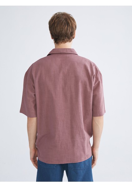 Yeni Sezon Rahat Kalıp Kısa Kollu Keten Görünümlü Erkek Gömlek fırsatları