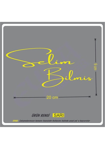 Size Özel Isim Imzası 1 Adet 20X9 cm Ön Cam Yazı Ad Soyad Imza Etiket- Oto Sticker -Mesaj Atıınız-