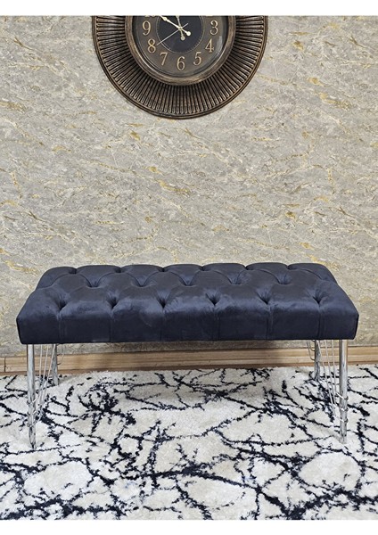 Krom Tel Ayaklı 90 cm Puf Bench - Puf - Bench - Kasalı Oturak - Oturak - Yatak Ucu Puf Füme Renk 90 x 40 Boyut/ebat fiyatları