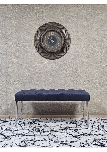Krom Tel Ayaklı 90 cm Puf Bench - Puf - Bench - Kasalı Oturak - Oturak - Yatak Ucu Puf Füme Renk 90 x 40 Boyut/ebat modelleri